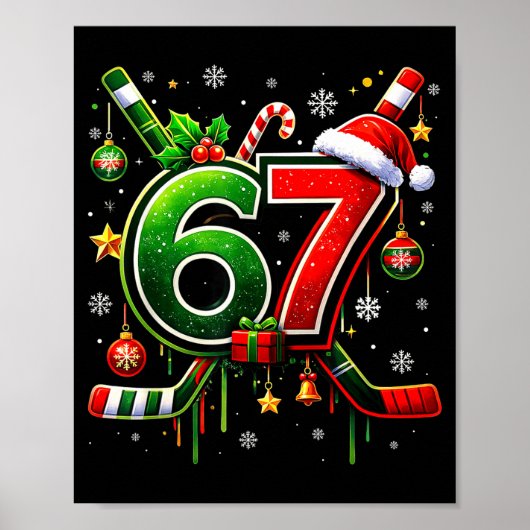 Funny 67 Six Seven Christmas Ice Hockey  Poster (Voorkant)