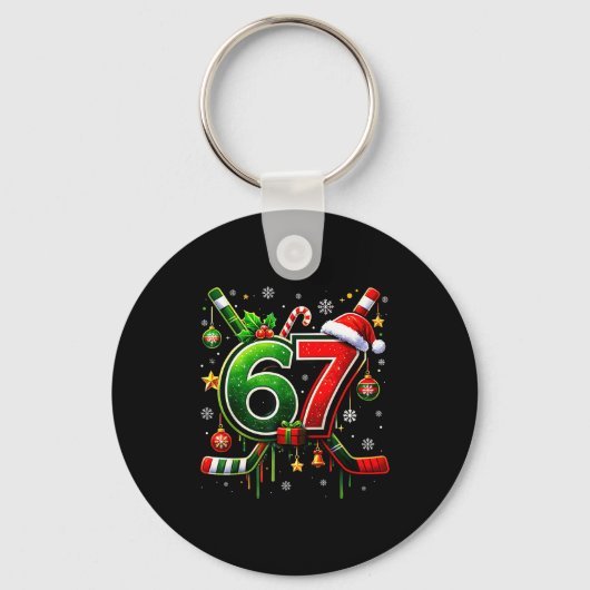 Funny 67 Six Seven Christmas Ice Hockey  Sleutelhanger (Voorkant)