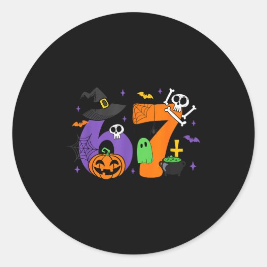 Funny 67 Six Seven Halloween Meme Gen Alpha  Ronde Sticker (Voorkant)