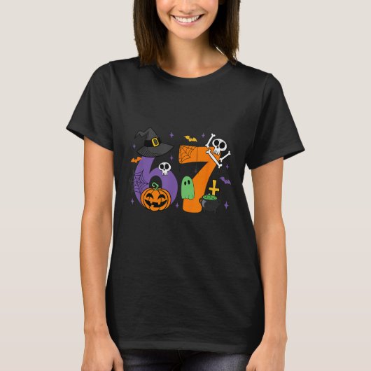 Funny 67 Six Seven Halloween Meme Gen Alpha  T-shirt (Voorkant)