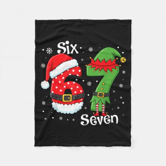 Funny 67 Six Seven Meme 6 7 Elf Santa Christmas Pa Fleece Deken (Voorkant)