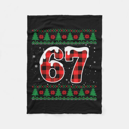 Funny 67 Six Seven Meme Brainrot Cringe Christmas Fleece Deken (Voorkant)