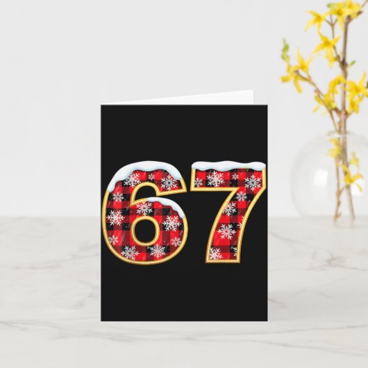 Funny 67 Six Seven Meme Brainrot Cringe Christmas  Kaart (Gele Bloem)