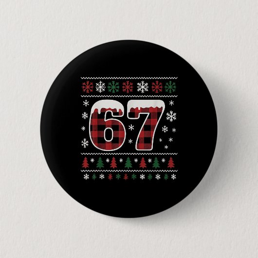 Funny 67 Six Seven Meme Brainrot Cringe Christmas  Ronde Button 5,7 Cm (Voorkant)