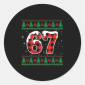 Funny 67 Six Seven Meme Brainrot Cringe Christmas  Ronde Sticker (Voorkant)