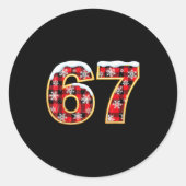 Funny 67 Six Seven Meme Brainrot Cringe Christmas  Ronde Sticker (Voorkant)