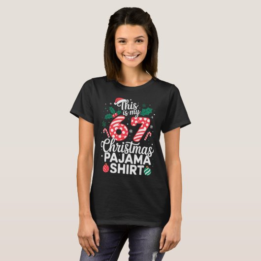 Funny 67 Six Seven Meme Brainrot Cringe Christmas  T-shirt (Voorkant volledig)