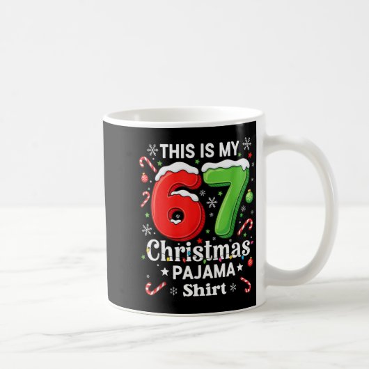 Funny 67 Six Seven Meme Christmas Pajama Shirt Kid Koffiemok (Rechts)