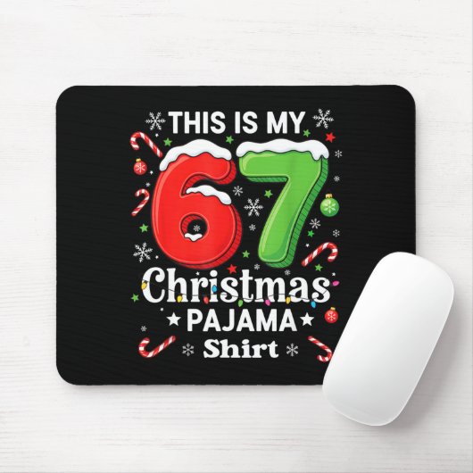 Funny 67 Six Seven Meme Christmas Pajama Shirt Kid Muismat (Met muis)