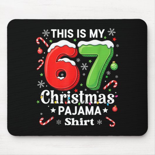 Funny 67 Six Seven Meme Christmas Pajama Shirt Kid Muismat (Voorkant)
