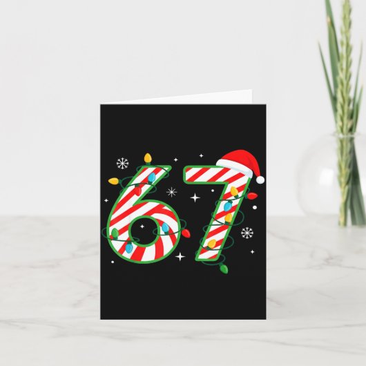 Funny 67 Six Seven Meme Christmas Santa Hat Family Kaart (Voorkant)