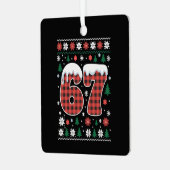 Funny 67 Six Seven Meme Cringe Christmas Red Plaid Metalen Ornament (Voorkant links)