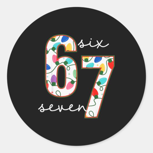 Funny 67 Six Seven Meme Cringe Christmas  Ronde Sticker (Voorkant)