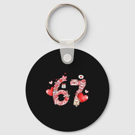 Funny 67 Six Seven Meme Valentines Day Gen Alpha S Sleutelhanger (Voorkant)