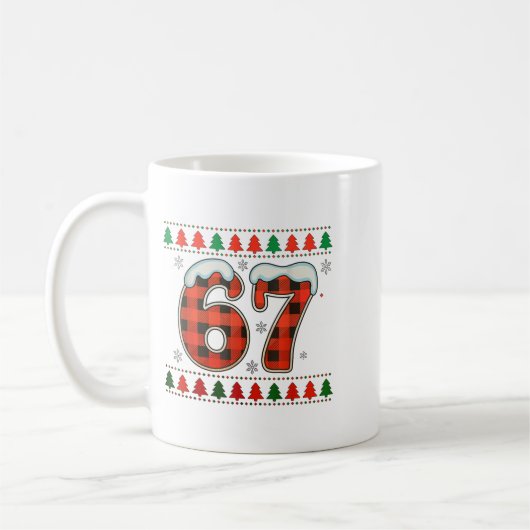 Funny 67 Six Seven Squad Meme Christmas Ugly Sweat Koffiemok (Links)