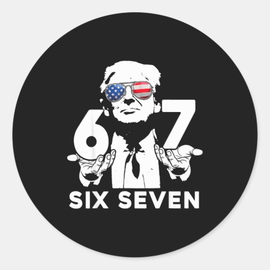 Funny 67 Six Seven Trump Meme  Ronde Sticker (Voorkant)