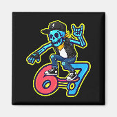 Funny 67 Skeleton Skater Meme Retro Skateboarding  Magneet (Voorkant)