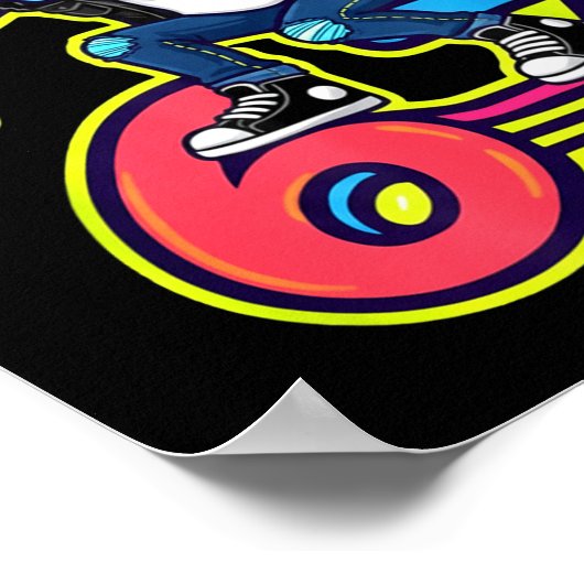 Funny 67 Skeleton Skater Meme Retro Skateboarding  Poster (Hoek)