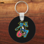 Funny 67 Skeleton Skater Meme Retro Skateboarding  Sleutelhanger (Voorkant)