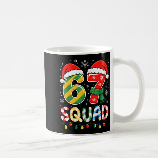 Funny 67 Squad Candy Cane Santa Hat Christmas Men  Koffiemok (Rechts)