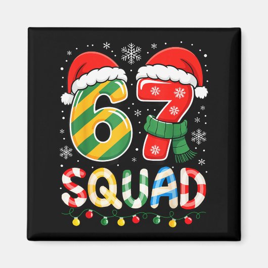 Funny 67 Squad Candy Cane Santa Hat Christmas Men  Magneet (Voorkant)