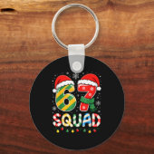 Funny 67 Squad Candy Cane Santa Hat Christmas Men Sleutelhanger (Voorkant)