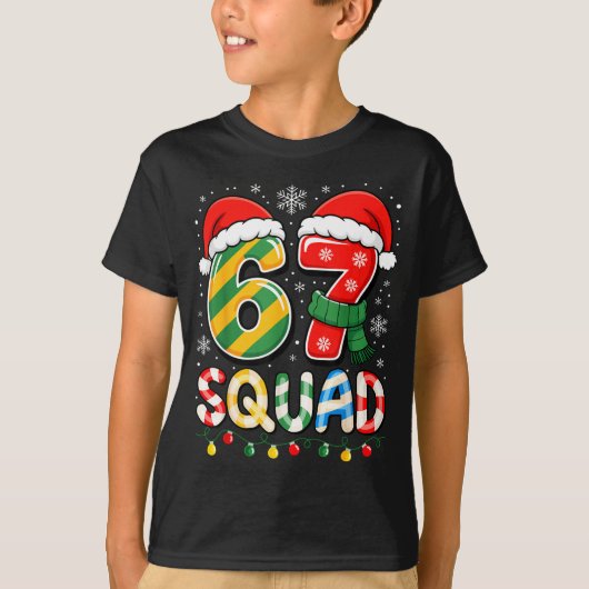 Funny 67 Squad Candy Cane Santa Hat Christmas Men  T-shirt (Voorkant)