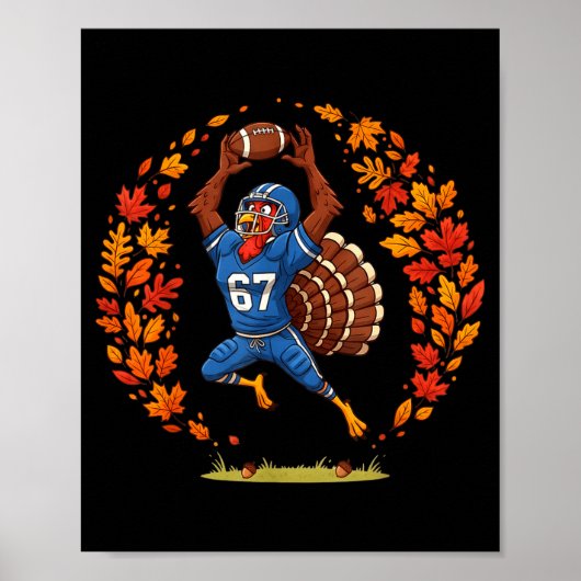 Funny 67 Thanksgiving Football Turkey Fall Srts Ga Poster (Voorkant)