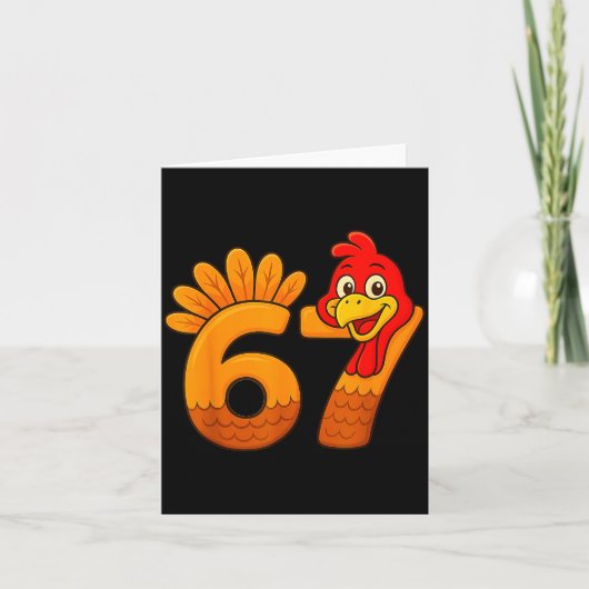 Funny 67 Thanksgiving Turkey Face 67 Number  Kaart (Voorkant)