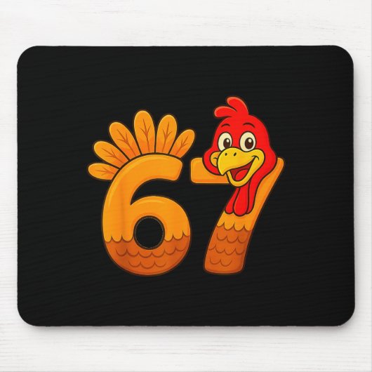 Funny 67 Thanksgiving Turkey Face 67 Number Muismat (Voorkant)
