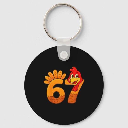 Funny 67 Thanksgiving Turkey Face 67 Number  Sleutelhanger (Voorkant)