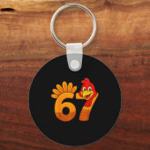 Funny 67 Thanksgiving Turkey Face 67 Number  Sleutelhanger (Voorkant)