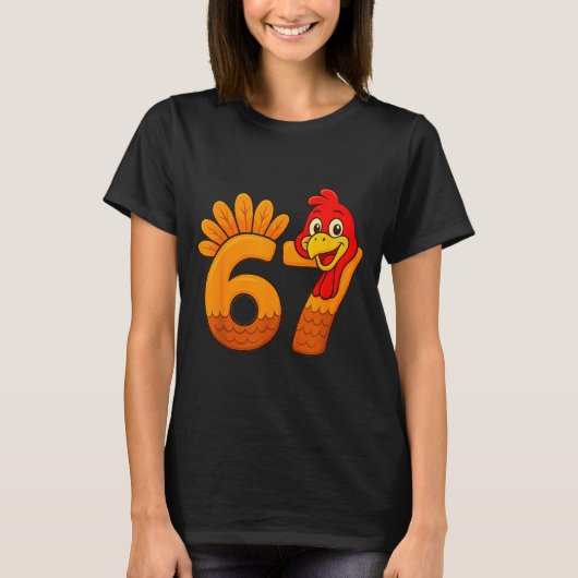 Funny 67 Thanksgiving Turkey Face 67 Number  T-shirt (Voorkant)