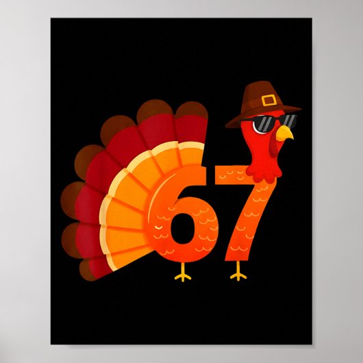 Funny 67 Turkey Meme Thanksgiving Humor Design Men Poster (Voorkant)