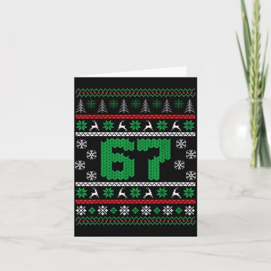 Funny 67 Ugly Christmas Sweater Six Seven Meme Mat Kaart (Voorkant)