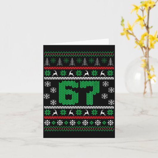 Funny 67 Ugly Christmas Sweater Six Seven Meme Mat Kaart (Gele Bloem)
