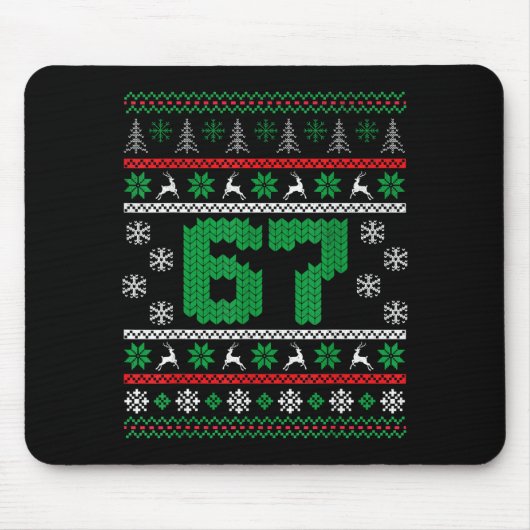 Funny 67 Ugly Christmas Sweater Six Seven Meme Mat Muismat (Voorkant)