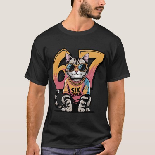 Funny 67th Birthday Cool Cat T-Shirt | Retro Hip H (Voorkant)