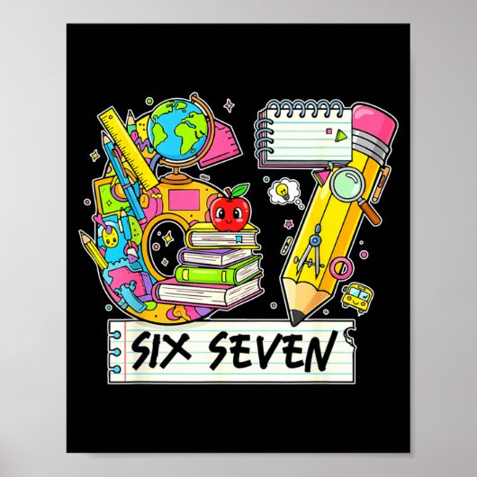 Funny 67th Day Of School, Vibes Funny Six Seven 67 Poster (Voorkant)