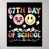 Funny 67th Day Of School Vibes Smile Face Boy Girl Poster (Voorkant)