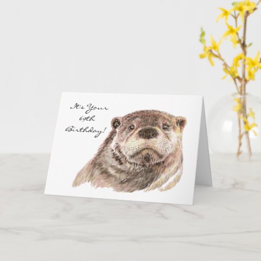 Funny 69th Birthday Cute Otter Natuur, Wildlife Kaart (Gele Bloem)