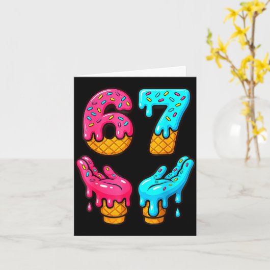 Funny 6 7 67 Six Seven Meme  Kaart (Gele Bloem)