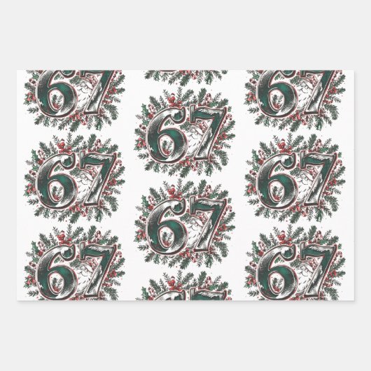 Funny 6 7 Brainrot Meme Christmas Set of 3 Inpakpapier Vel (Voorkant 3)