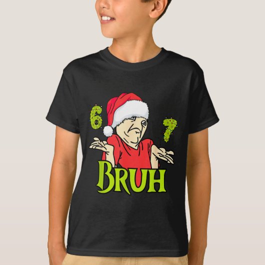 Funny 6 7 Bruh Merry Christmas Santa 67 Meme Men W T-shirt (Voorkant)