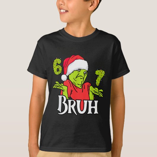 Funny 6 7 Bruh Merry Christmas Santa 67 Meme Men W T-shirt (Voorkant)
