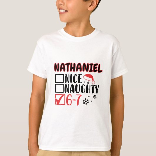 Funny 6-7 Christmas Checklist Custom Name T-shirt (Voorkant)