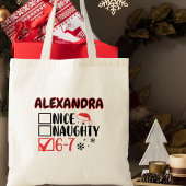 Funny 6-7 Christmas Checklist Custom Name Tote Bag