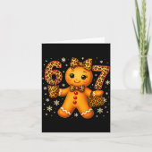 Funny 6 7 Christmas Leopard Bow Gingerbread Girls  Kaart (Voorkant)