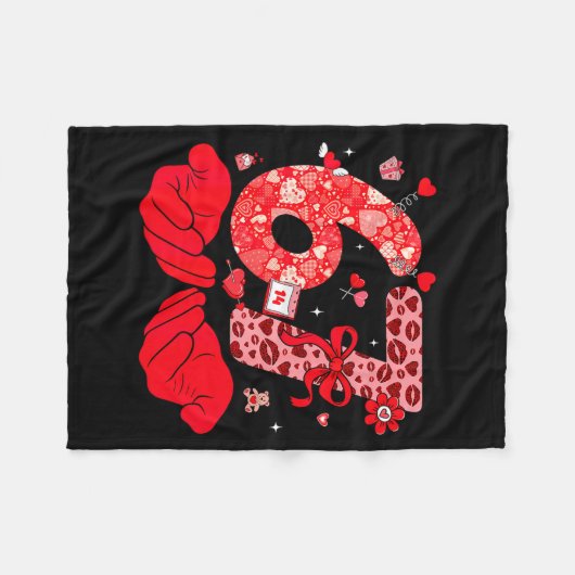 Funny 6 7 Hands Meme Cute Valentine's Day Six Seve Fleece Deken (Voorkant (Horizontaal))