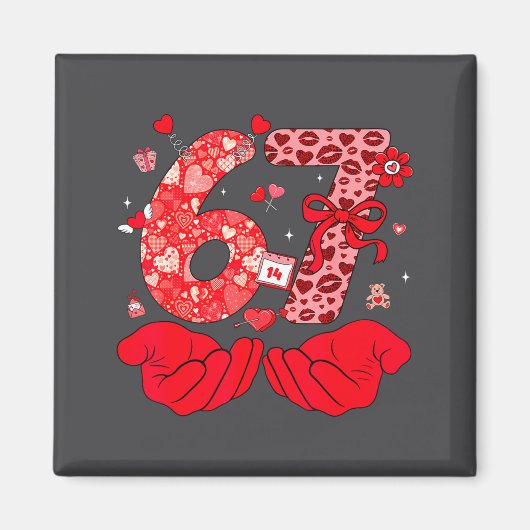 Funny 6 7 Hands Meme Cute Valentine's Day Six Seve Magneet (Voorkant)